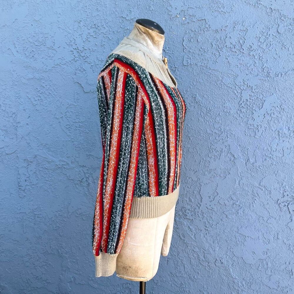 Vintage 70s Sweater Size M/L Striped bohemian - Picture 4 of 7